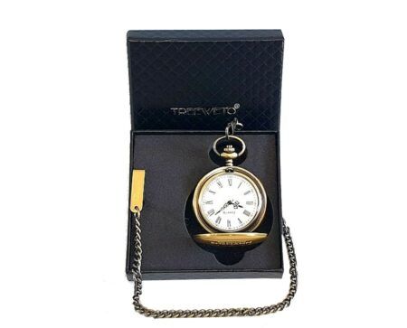 Montre à gousset Doré avec sa Chaine et Boîte de Présentation
