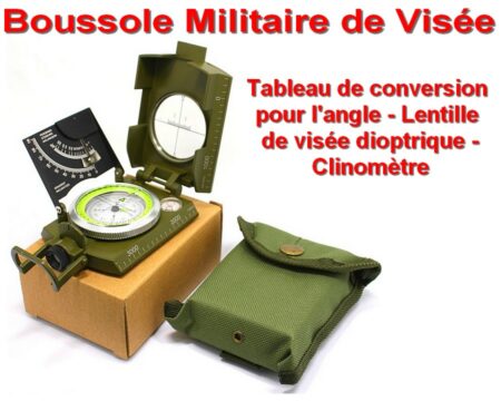 Boussole militaire de visée en Acier, Clinomètre