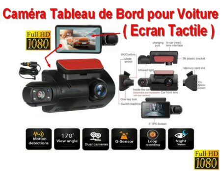 Caméra Tableau de Bord pour Voiture - Ecran TACTILE