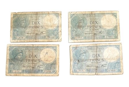Lot de 4 Billets de Banques France - 4 Billets de 10 Francs 1939, 1940, 1940, 1940