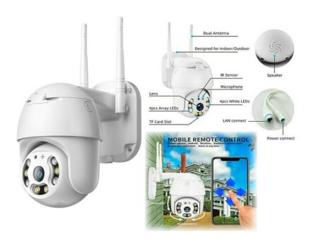 Caméra DOME de surveillance Full HD1080P Wi-Fi IP66 PTZ - Audio bidirectionnel - Emplacement Carte TF Mémoire
