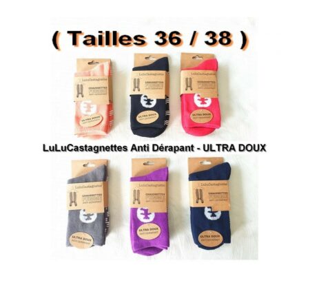 6 paires de chaussettes LuLu Castaniette Anti Dérapant - ULTRA DOUX - ( Tailles 36 / 38 )