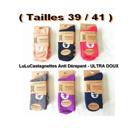 6 paires de chaussettes LuLu Castaniette Anti Dérapant - ULTRA DOUX - ( Tailles 39 / 41 )