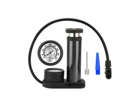 Pompe à Pied Haute Pression avec Manomètre pour Vélo , Moto , Voiture , Ballon , Bateau Gonflable et autres + Accessoires
