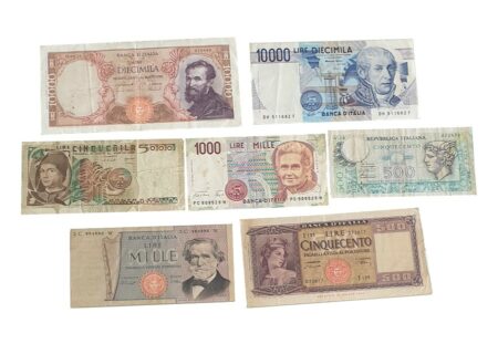 Lot de 7 Billets de Banques Italie - 2 Billets de 10 000 Lire + 1 Billet de 5000 Lire + 2 Billets de 1000 Lire + 2 Billets de 500 Lire