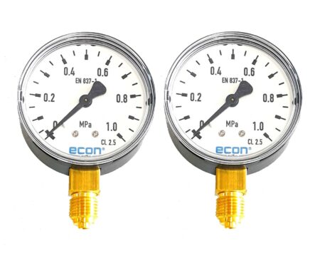 Lot de 2 Manomètre Eriks - EN 837-1 ECON 0 - 1 Mpa bride en acier inoxydable