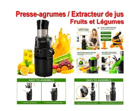 Presse-agrumes Keenray, Extracteur de jus à mastiquer fruits et légumes, Légumes Presse à froid à jus Facile à nettoyer, Moteur silencieux Fruit Juice Machine