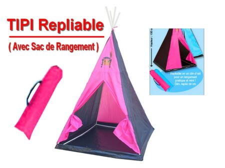 TIPI repliable avec structure PVC et sac de Rangement