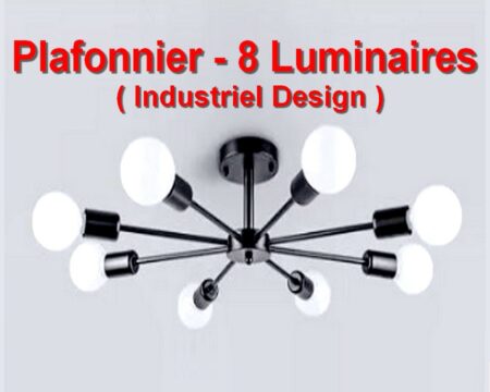 Plafonnier 8 Luminaires Design Industriel