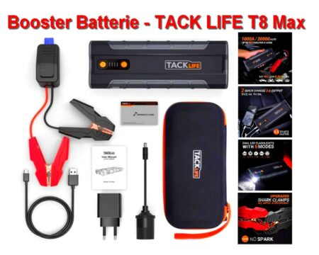 BOOSTER de Batterie - Tack LIFE T8 MAX avec Sac de Transport et Accessoires Divers