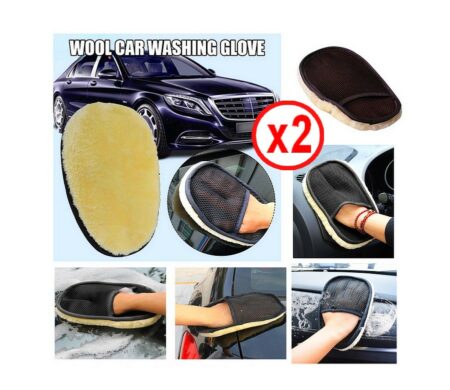 Lot de 2 Gants en Laine de Lavage ou Nettoyage poussière - ( Intérieur et extérieur )
