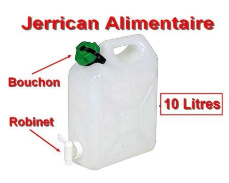 Jerrican Alimentaire avec Bouchon et Robinet - 10 LITRES
