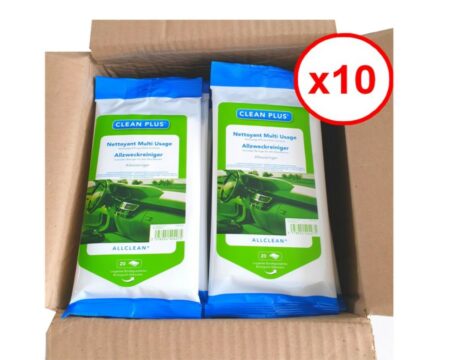 Lot de 10 paquets de ( 20 Lingettes ) Nettoyant Multi Usage - de marque CLEAN PLUS