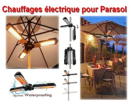 Chauffage de Terrasse électrique pour Parasol - Repliable et Waterproof
