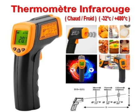 Thermomètre Infrarouge Professionnel ( Chaud / Froid ) ( -32°c / +480°c )