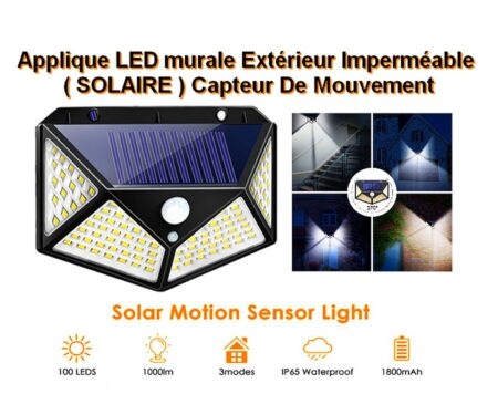 Applique ( SOLAIRE ) à LED murale Extérieur Imperméable et Capteur de Mouvement