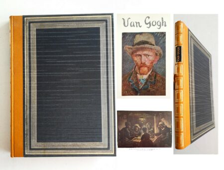 z - Ouvrage sur Van Gogh de 95 pages avec de nombreuses illustrations - Reliure cuir véritable titre doré à l'Or 23 Carats frappés au balancier