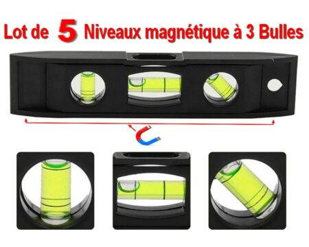 Lot de 5 Niveaux Magnétique à TROIS Bulles