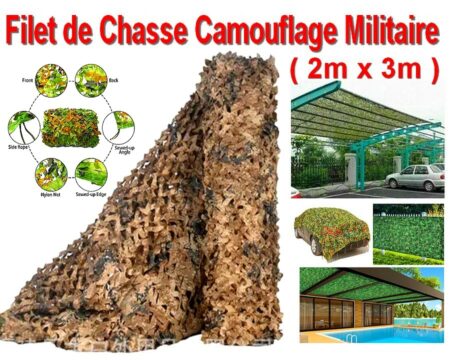 Filet de Chasse Camouflage Militaire - ( 2m x 3m ) - Idéal Chasse , Pêche , Jardin , Ombrage et Autres