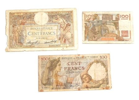 Lot de 3 Billets de Banques France - 1 Billet de 100 Francs 1937 + 1 Billet de 100 Francs 1941 + 1 Billet de 100 Francs 1953