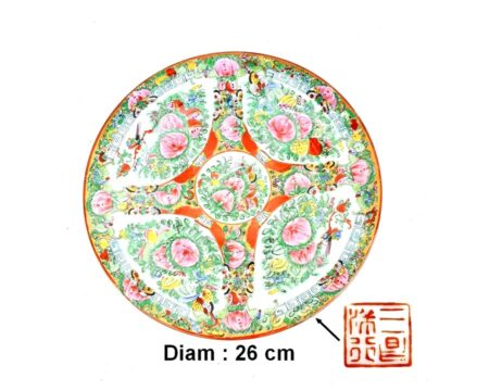Chine - Grande assiette polychrome signé - Diam 26 cm