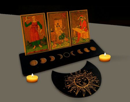 Support D'affichage - Autel en Bois de Divination pour Tarot - Jeux de carte et bougies non inclus