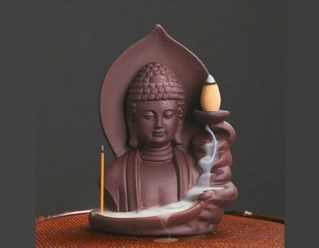 Porte-encens à reflux de Bouddha - Encensoir + Emplacement bâtons d'encens
