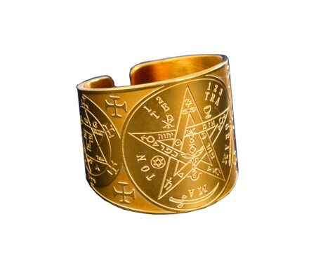 Bague pentagramme en Acier Doré