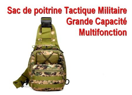 Sac de Poitrine Tactique Militaire - Grande Capacité et Multifonction