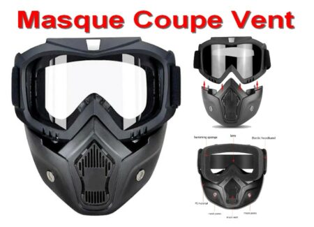 Masque de protection intégrale du visage - Il se détache également en 2 pour dissocier les Lunettes et le bas de Masque  - Cyclisme - Moto - Quad et Autres Activités 