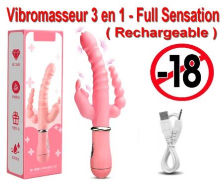Vibromasseur 3 en 1 - ( Full Sensation ) et Rechargeable - Article Neuf