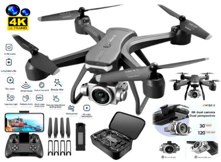Drone Pro  avec BLOC Caméras Ventral et Patins d'atterrissage - 1 Grosse Caméra Frontal et 1 Dessous