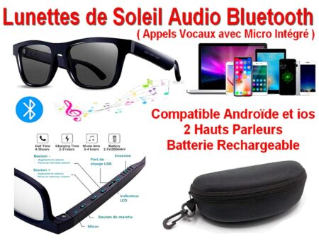 Lunettes de Soleil Audio Sans Fil Bluetooth ( NEUVE ) – 2 Hauts Parleurs, Batterie Rechargeable - Appels Vocaux avec Micro Intégré