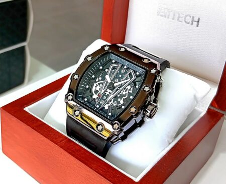 Montre ( Neuve ) Homme Design ( Noir ) Avec Coffret LUXE en Bois de Présentation