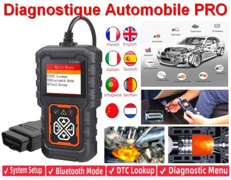 Scanner Diagnostic automobile Professionnel - Lecteur de Code automobile , Vérification du moteur et Autres Nombreuses Fontions - Multi Langages