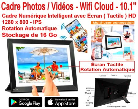 Cadre Photos Vidéos ( Tactile HD ) ( Neuf Sous Blister ) Numérique ( Wifi ) Cloud - 10.1 Pouces