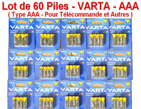 Lot de 60 Piles de Marque VARTA - Type AAA - Pour Télécommande et autres