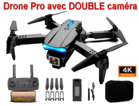 Drone Pro avec DOUBLE caméra HD 4K 1080P, grand Angle avec 1 baterie + Accessoires et House de transport - Sans marque apparente