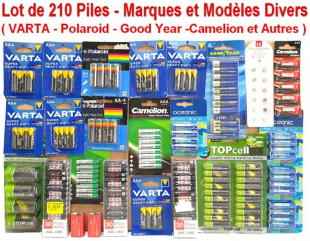 Lot de 210 Piles - Marques et Modèles Divers