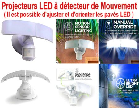 Applique Projecteurs LED ( NEUVE ) à Détecteur de Mouvement - Les 2 Pavés sont Ajustable et Orientable - ( Piles Incluses )