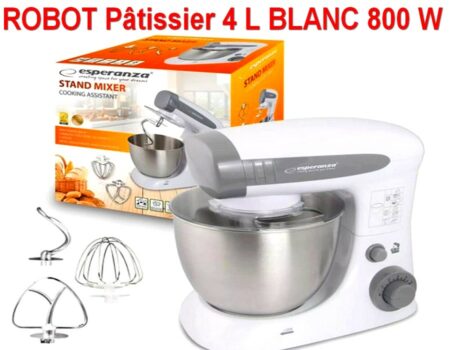 Robot Pâtissier 4 Litres - Espéranza Cooking EKM024 - Blanc 800 W