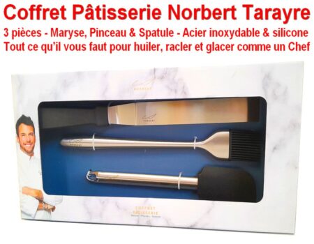 Coffret Pâtisserie Norbert Tarayre - 3 pièces - Maryse, Pinceau & Spatule - Acier inoxydable & silicone Tout ce qu’il vous faut pour huiler, racler et glacer comme un Chef