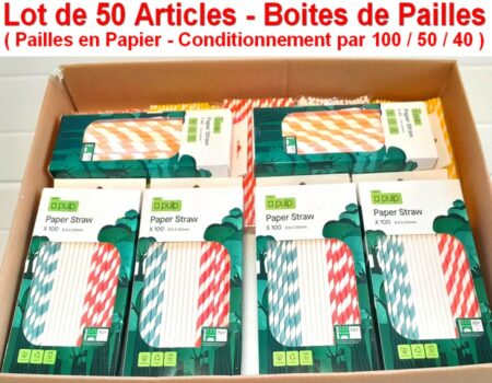 Lot de 50 Articles NEUFS - Boîtes de Pailles en Papier - Conditionnement par ( 100 / 50 / 40 )