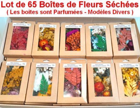 Lot de 65 Boîtes de Fleur Séchées ( NEUVES ) - ( Les Boîtes sont PARFUMÉES ) - Modèles Divers