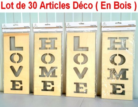 Lot de 30 Articles de Décorations en Bois ( NEUFS ) - 2 Modèles - LOVE et HOME