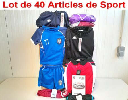 Lot de 40 Articles ( NEUFS ) de SPORT - Veste - Maillot - Short - Maquette d'un STADE de FOOT