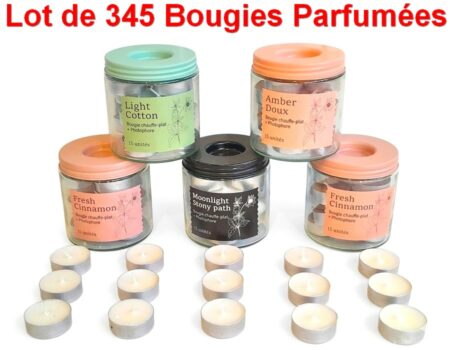 Lot de 345 Bougies PARFUMÉES - Colories et Parfums Divers