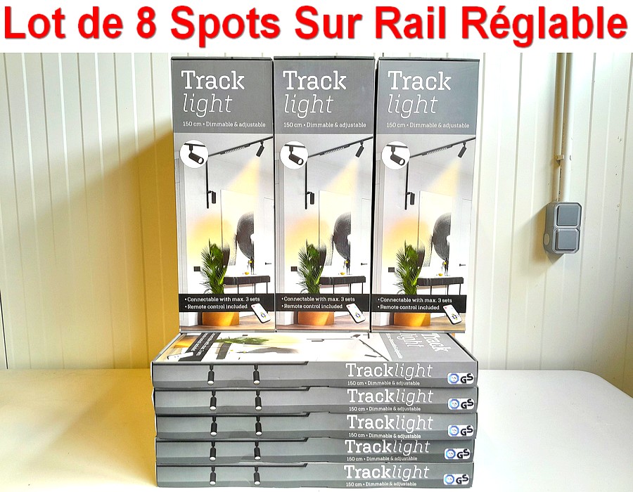 Lot de 8 Rampes ( NEUVES ) Spots sur Rail Réglable